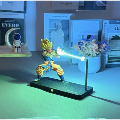 NIKOLATOY Dragon Ball Super Saiyan Son Goku Chaozu Figure Dynamic Wave Kamehameha Wave Night Light Decoration Ornament Toys Gift
