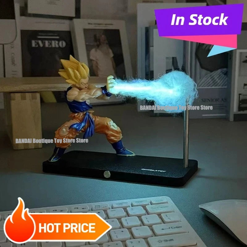 NIKOLATOY Dragon Ball Super Saiyan Son Goku Chaozu Figure Dynamic Wave Kamehameha Wave Night Light Decoration Ornament Toys Gift