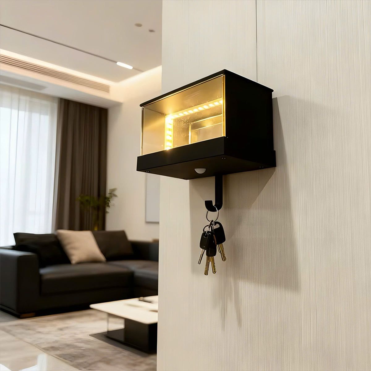 Car Garage Key Holder Rack Keychain with LED Light Car Key Hanger for Door Apartment Home Office Entryway Mail (without Car)